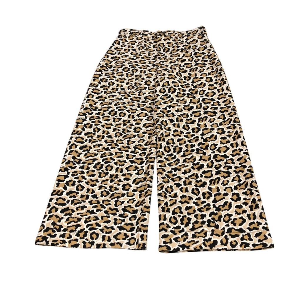 Maeve Wide Leg Leopard Print Pants in Tan Black Cream Tags Removed, worn once